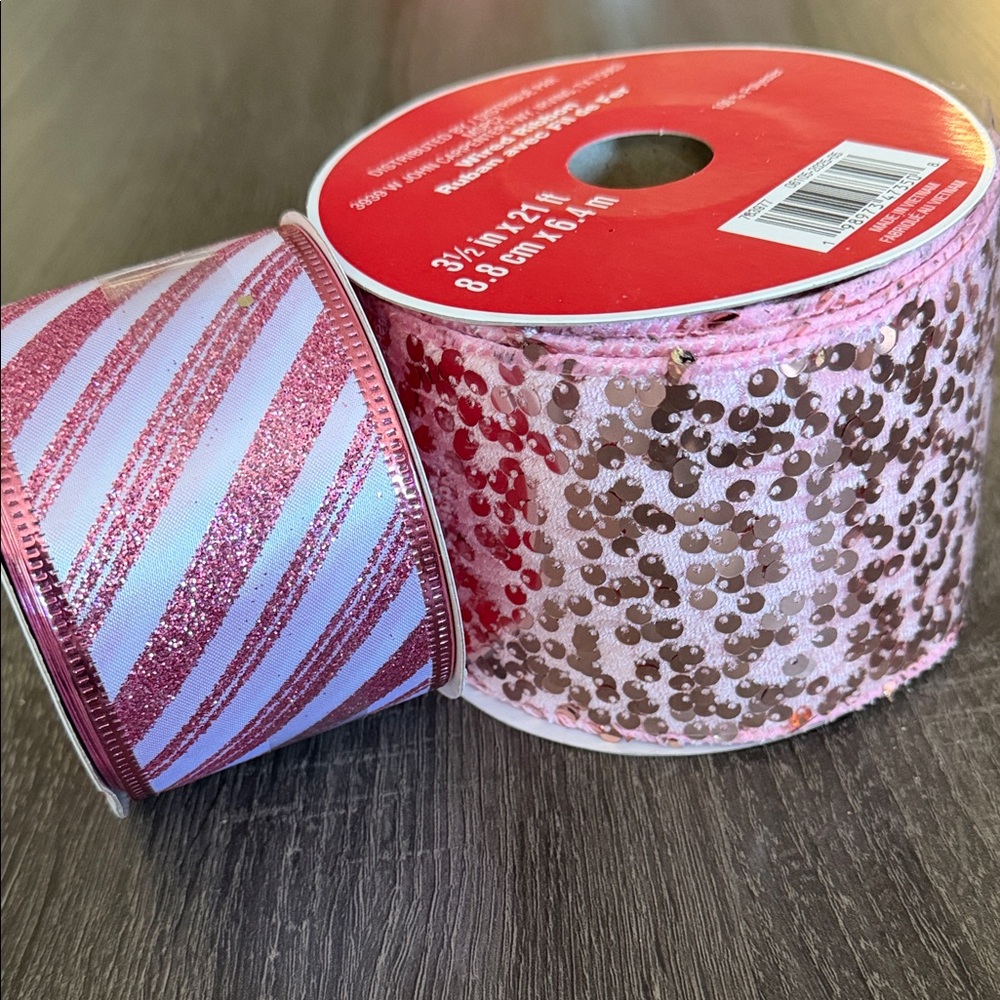 Sparkling Pink and Gold Ribbon Set